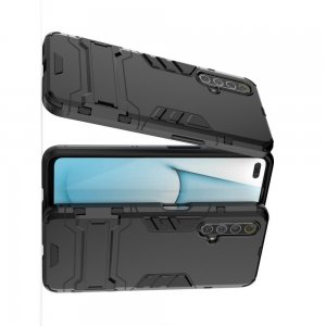Hybrid Armor Ударопрочный чехол для Realme X3 Superzoom с подставкой - Черный