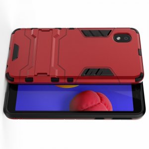 Hybrid Armor Ударопрочный чехол для Samsung Galaxy A01 Core с подставкой - Красный