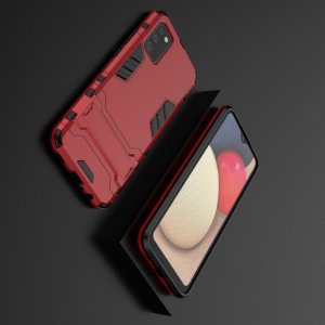 Hybrid Armor Ударопрочный чехол для Samsung Galaxy A02s с подставкой - Красный