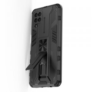 Hybrid Armor Ударопрочный чехол для Samsung Galaxy A12 / M12 с подставкой - Черный