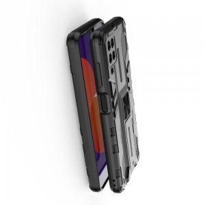 Hybrid Armor Ударопрочный чехол для Samsung Galaxy A12 / M12 с подставкой - Черный