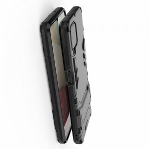 Hybrid Armor Ударопрочный чехол для Samsung Galaxy A12 с подставкой - Черный
