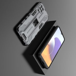 Hybrid Armor Ударопрочный чехол для Samsung Galaxy A22 с подставкой - Серый