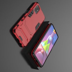 Hybrid Armor Ударопрочный чехол для Samsung Galaxy M51 с подставкой - Красный