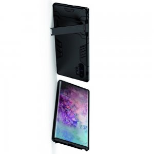 Hybrid Armor Ударопрочный чехол для Samsung Galaxy Note 10 Plus / 10+ с подставкой - Черный