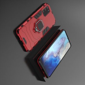 Hybrid Armor Ударопрочный чехол для Samsung Galaxy S20 Ultra с подставкой - Красный