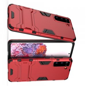 Hybrid Armor Ударопрочный чехол для Samsung Galaxy S21 с подставкой - Красный