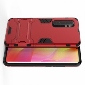 Hybrid Armor Ударопрочный чехол для Xiaomi Mi Note 10 Lite с подставкой - Красный