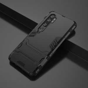 Hybrid Armor Ударопрочный чехол для Xiaomi Mi Note 10 с подставкой - Черный