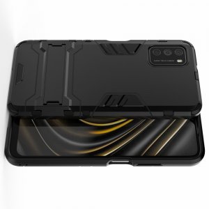 Hybrid Armor Ударопрочный чехол для Xiaomi Poco M3 с подставкой - Черный
