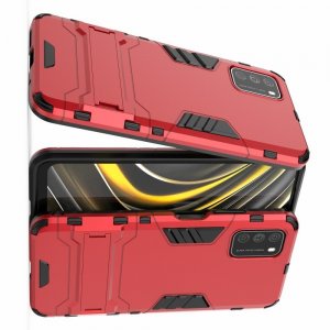 Hybrid Armor Ударопрочный чехол для Xiaomi Poco M3 с подставкой - Красный