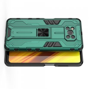 Hybrid Armor Ударопрочный чехол для Xiaomi Poco X3 NFC с подставкой - Зеленый
