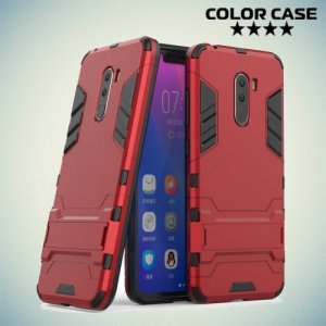 Hybrid Armor Ударопрочный чехол для Xiaomi Pocophone F1 с подставкой - Красный