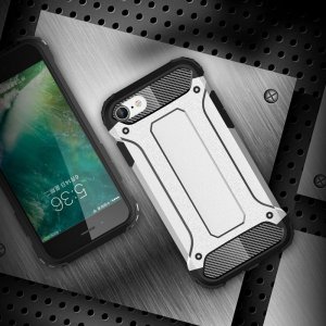 Hybrid двухкомпонентный противоударный чехол для iPhone SE 2020 - Серебряный