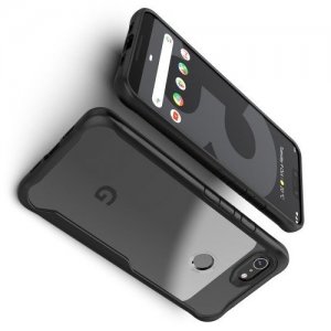 Hybrid прозрачный двухкомпонентный пластиковый чехол для Google Pixel 3a XL - черная силиконовая рамка