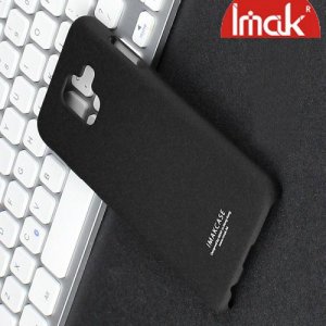 IMAK Cowboy Пластиковый чехол с кольцом подставкой и защитной пленкой для Samsung Galaxy A6 Plus 2018 - Песочно-Черный