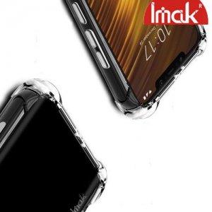 IMAK Shockproof силиконовый защитный чехол для Xiaomi Pocophone F1 прозрачный и защитная пленка