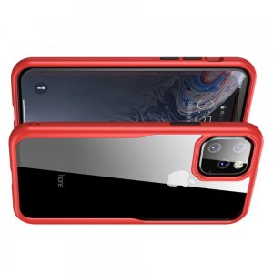 iPaky Hybrid прозрачный двухкомпонентный пластиковый чехол для iPhone 11 Pro Max - красная силиконовая рамка
