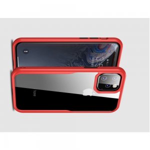 iPaky Hybrid прозрачный двухкомпонентный пластиковый чехол для iPhone 11 Pro Max - красная силиконовая рамка