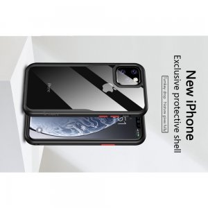 iPaky Hybrid прозрачный двухкомпонентный пластиковый чехол для iPhone 11 Pro Max - черная силиконовая рамка
