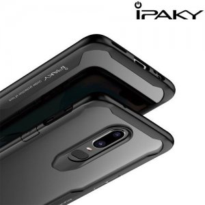 iPaky Hybrid прозрачный двухкомпонентный пластиковый чехол для OnePlus 6 - черная силиконовая рамка