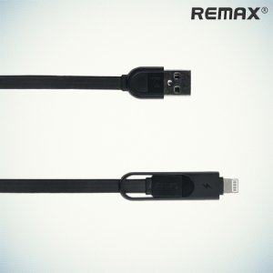 Remax кабель 2 в 1 micro-usb lightning - Черный