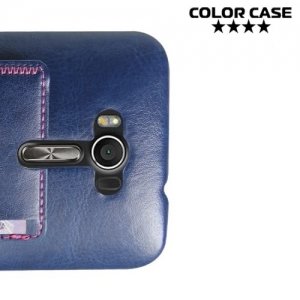 Кожаный кейс накладка с подставкой на Asus Zenfone 2 Laser ZE500KG ZE500KL - Синий