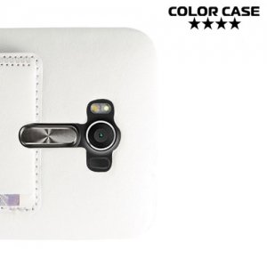 Кожаный кейс накладка с подставкой на Asus Zenfone 2 Laser ZE550KL - Белый