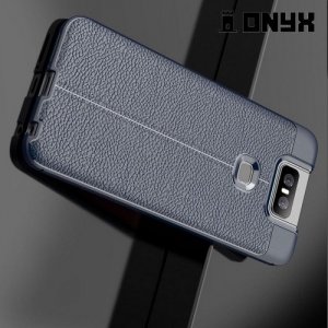 Leather Litchi силиконовый чехол накладка для Asus Zenfone 6 ZS630KL - Синий