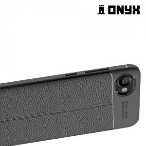 Leather Litchi силиконовый чехол накладка для HTC Desire 12 - Черный