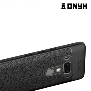 Leather Litchi силиконовый чехол накладка для HTC U12 Plus - Черный