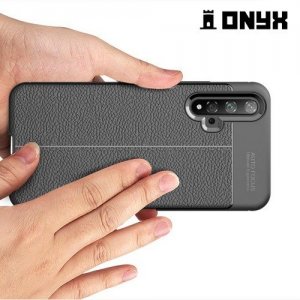 Leather Litchi силиконовый чехол накладка для Huawei Nova 5T - Черный