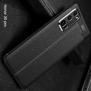 Leather Litchi силиконовый чехол накладка для Huawei Honor 30 Pro - Черный
