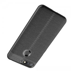 Leather Litchi силиконовый чехол накладка для Huawei Honor 7A Pro / 7С - Черный