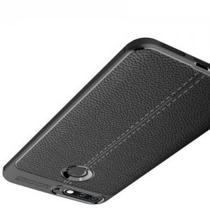 Leather Litchi силиконовый чехол накладка для Huawei Honor 7A Pro / 7С - Черный