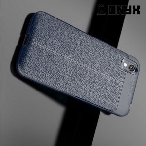 Leather Litchi силиконовый чехол накладка для Huawei Honor 8S / Y5 2019 - Синий