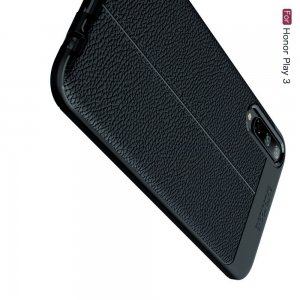 Leather Litchi силиконовый чехол накладка для Huawei Honor Play 3 - Черный