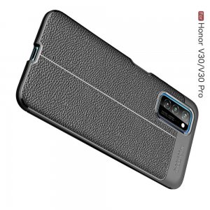 Leather Litchi силиконовый чехол накладка для Huawei Honor View 30 - Черный