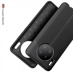 Leather Litchi силиконовый чехол накладка для Huawei Mate 30 - Черный