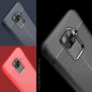 Leather Litchi силиконовый чехол накладка для Huawei Mate 30 Lite - Черный