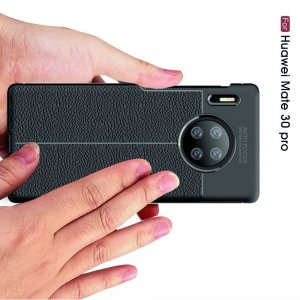 Leather Litchi силиконовый чехол накладка для Huawei Mate 30 Pro - Черный