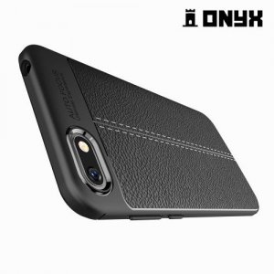Leather Litchi силиконовый чехол накладка для Huawei Y5 Prime 2018 - Черный