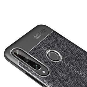 Leather Litchi силиконовый чехол накладка для Huawei Y6p - Черный