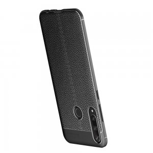 Leather Litchi силиконовый чехол накладка для Huawei Y6p - Черный