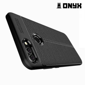 Leather Litchi силиконовый чехол накладка для Huawei Y9 2018 - Черный