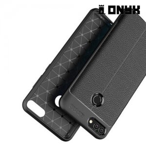 Leather Litchi силиконовый чехол накладка для Huawei Y9 2018 - Черный
