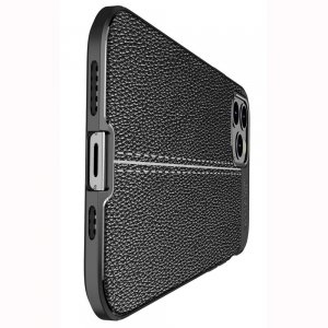 Leather Litchi силиконовый чехол накладка для iPhone 12 / 12 Pro - Черный