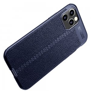 Leather Litchi силиконовый чехол накладка для iPhone 12 Pro Max - Синий