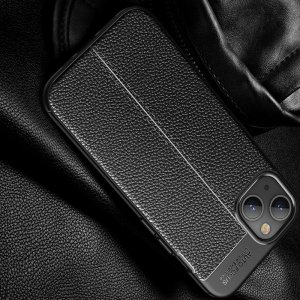Leather Litchi силиконовый чехол накладка для iPhone 13 - Черный