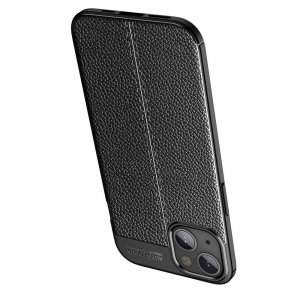 Leather Litchi силиконовый чехол накладка для iPhone 13 mini - Черный